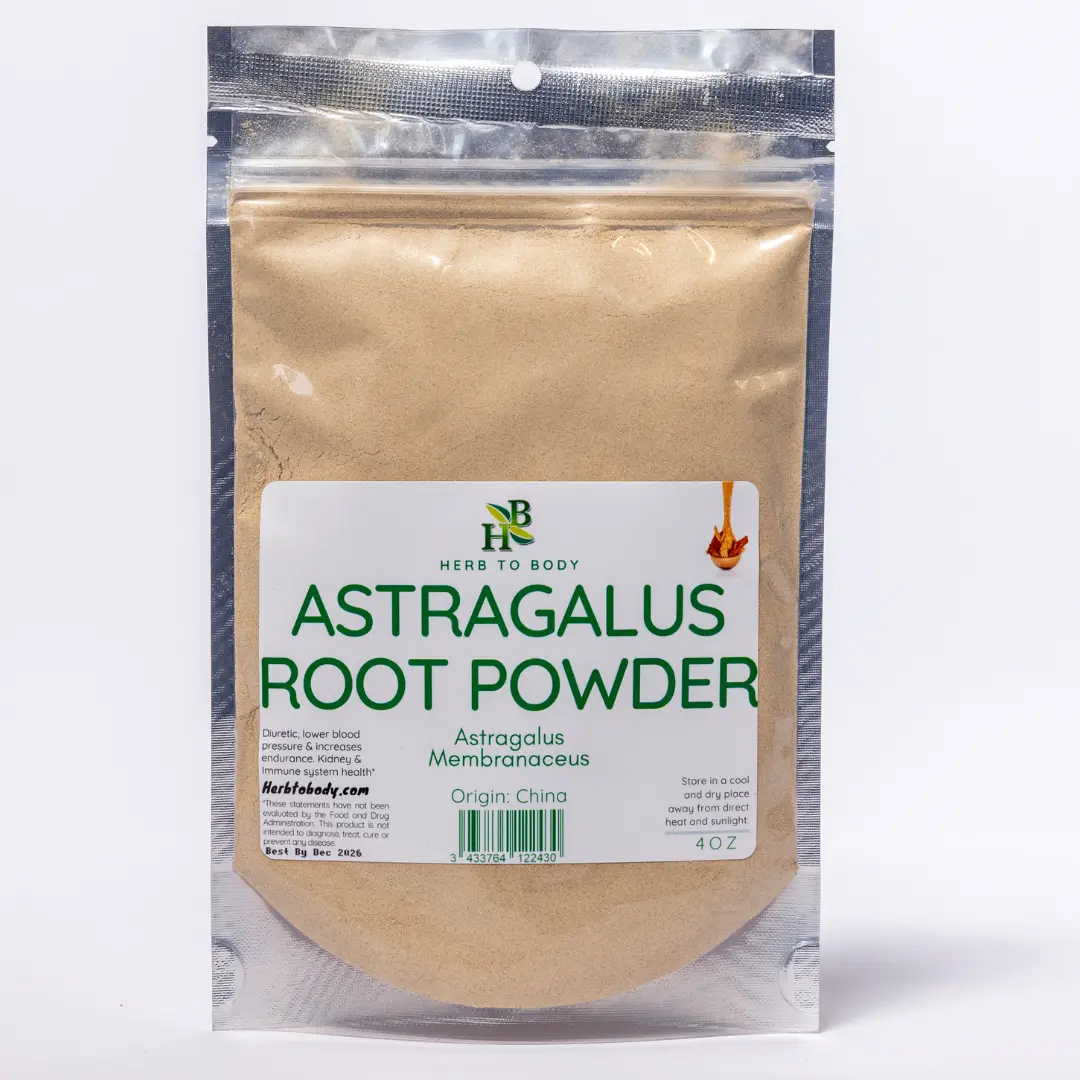 Organic Astragalus Root Powder – 4 oz (113 g) | Astragalus Membranaceus (Huang Qi) | Herb To Body