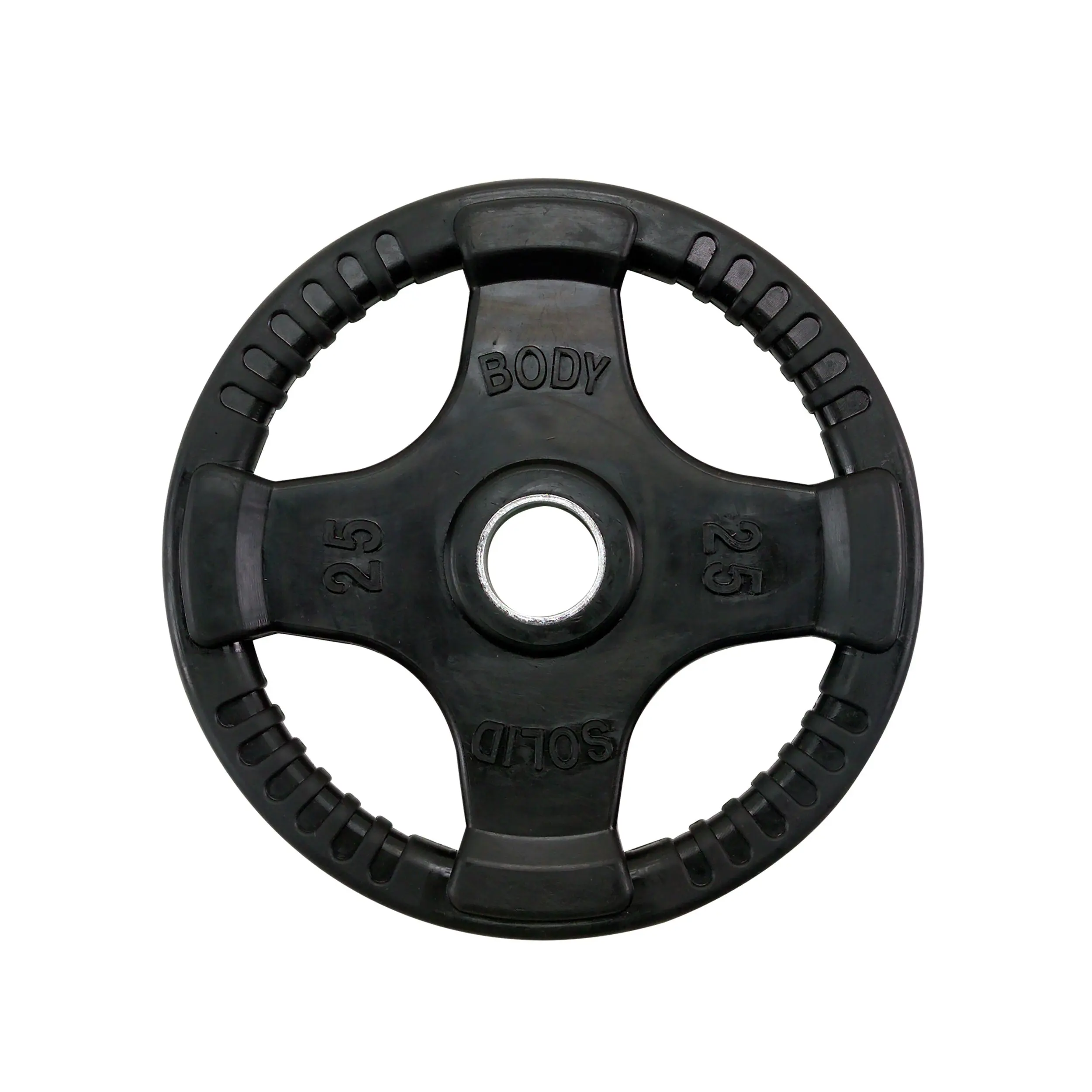 Body‑Solid ORT Rubber Grip Olympic Plates | 25 LB Single — Heavy‑Duty Quad-Grip Rubber-Coated Olympic Weight Plates