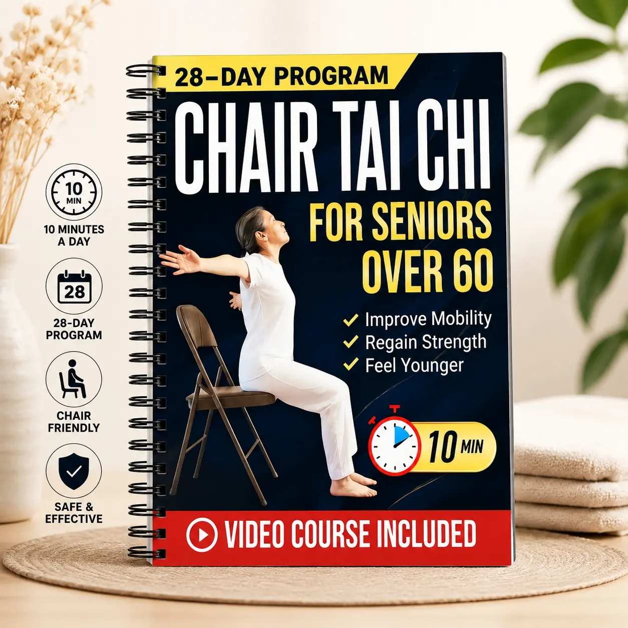28-Day Exercise Plan for Seniors, Tai Chi Walking, Chair Support, Low Intensity, Balance Promotion, Mobility, Weight Management, Outdoor Use, Healthy