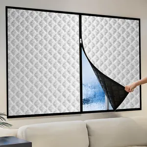 Zippered Winter Self-Adhesive Window Insulation Curtain – Thick, Windproof & Cold-Resistant Sliding Door, Locks Heat, Blocks Drafts, Easy to Install, Zippered Doors