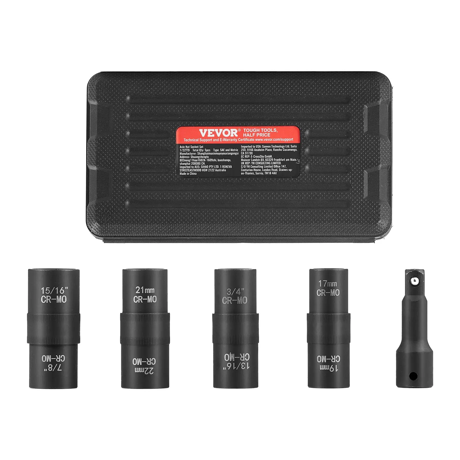 【Summerfinds】VEVOR Impact Sockets Set1/2 in Drive 6-Point Flip Socket with Metric and SAE Sizes, Socket Wrenches