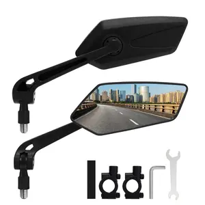 360° Rotating Bike Mirrors 1 Pair, E-Bike Handlebar Mirrors Cycling Rear View Mirror Suitable for Mountain Bikes, City Road Bikes Motorbikes