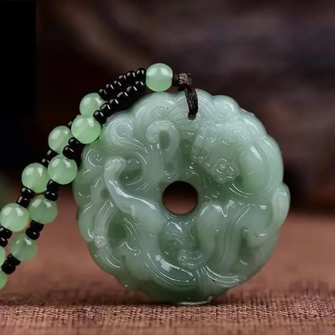 Fortune Jade Necklace for Men Women Natural Buddha Stones Handmade Pendant for Wealth and Good Luck Handcrafted Unique Accessory