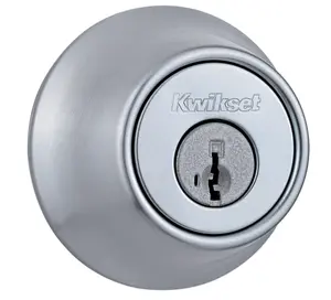 Kwikset 660 Deadbolt Deadbolt Lock, Satin Chrome Round Exterior Keyed Front Entry Door, Pick Resistant SmartKey Rekey Security, Single Cylinder Dead Bolt