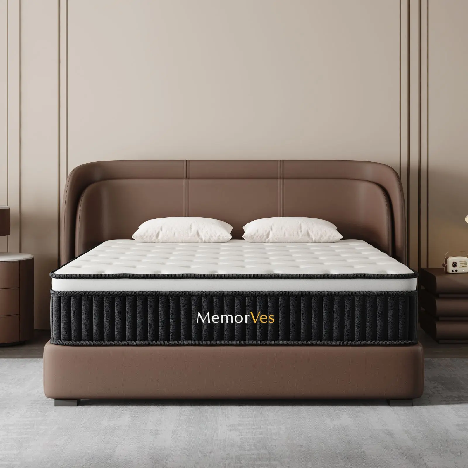 【MemorVes】10/12/14 Inch Twin Full Queen King , Hybrid Memory Foam Mattress in a Box | Pocket Spring + Zoned Support | Soft and Comfortable, Pressure Relief, Medium Firmness, CertiPUR-US Certified(mattresses | queen size mattress | full size mattress) outd
