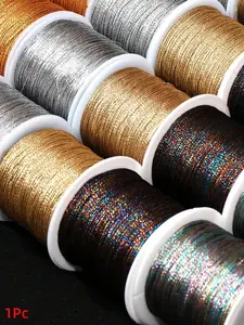 1 Pcs 0.2-1mm Gold/Silver Thread Macrame Cord Rope Bracelet Necklace Braided String For DIY Tassels Beading Shamballa String Jewelry Making Accessory Diy Jewelry Accessories