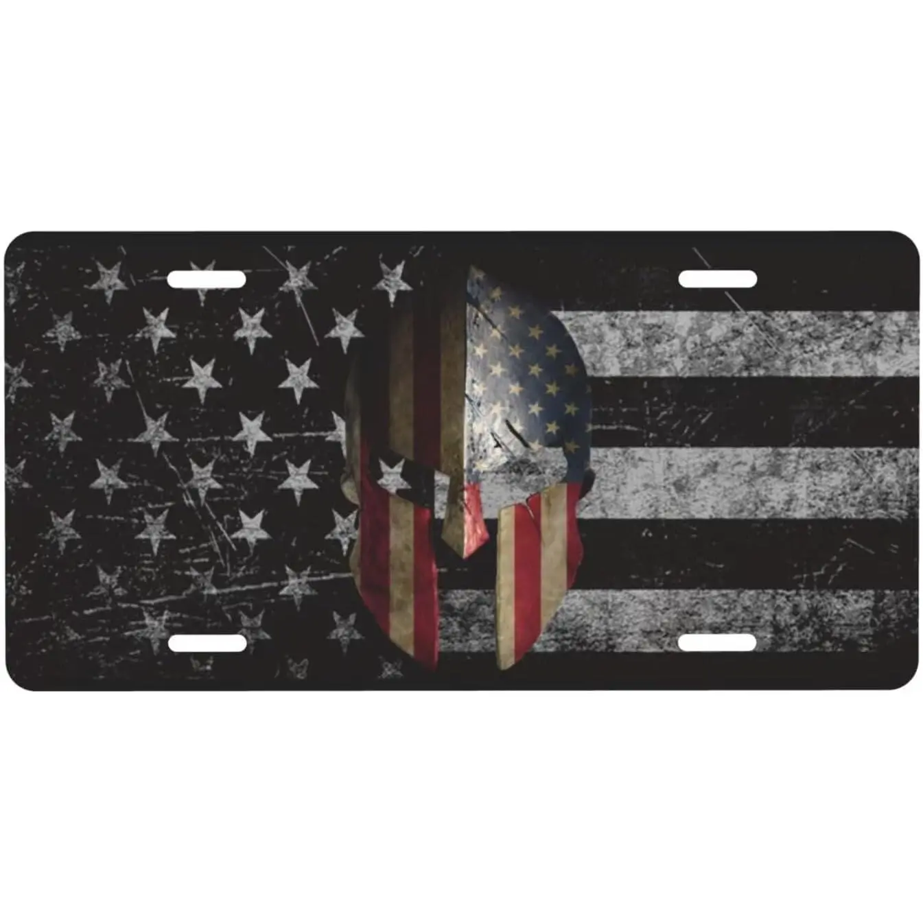 USA Spartan Warrior Helmet License Plate Personalise Metal Car Plates Front License Plate Funny Decorative 6x12in