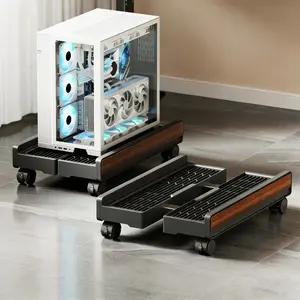 Mobile PC Tower Stand with Wheels – Adjustable Width, 16.8" Stable Base, Lockable Casters, Easy to Move CPU Holder for Gaming Setup & Office (Black)