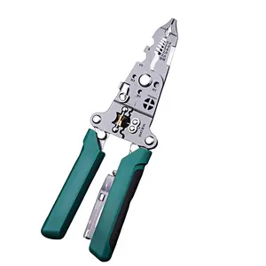 8 in 1 Wire Stripper Voltage Tester Pliers 8.8 Inch(218mm) with Voltage Test, Heavy Duty Metal Tool with Audible & Flashing LED Alarm, Sharp Cutting Non-Slip Handle for Electrician, Thickened Steel with Hidden Spring & Safety Lock