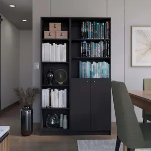 Black 2-Piece Living Room Set,Tall Bookcase Shelf for CDs/Movies/Books, Home Office Bookcase Shelf Storage Organizer, Modern Book Shelf for Bedroom/Living Room/Home Office tall bookshelf shelf bookcase ikea  bookshelf  hack storage organizer shelf