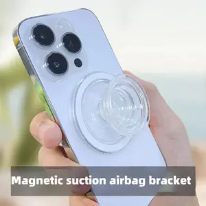 High Magnetic Air Cushion Phone Stand, Full Transparent Foldable Universal Holder, Magnetic Smartphone Holder, Retractable Design with Magnet Circle Gift, Magnetic Phone Grip
