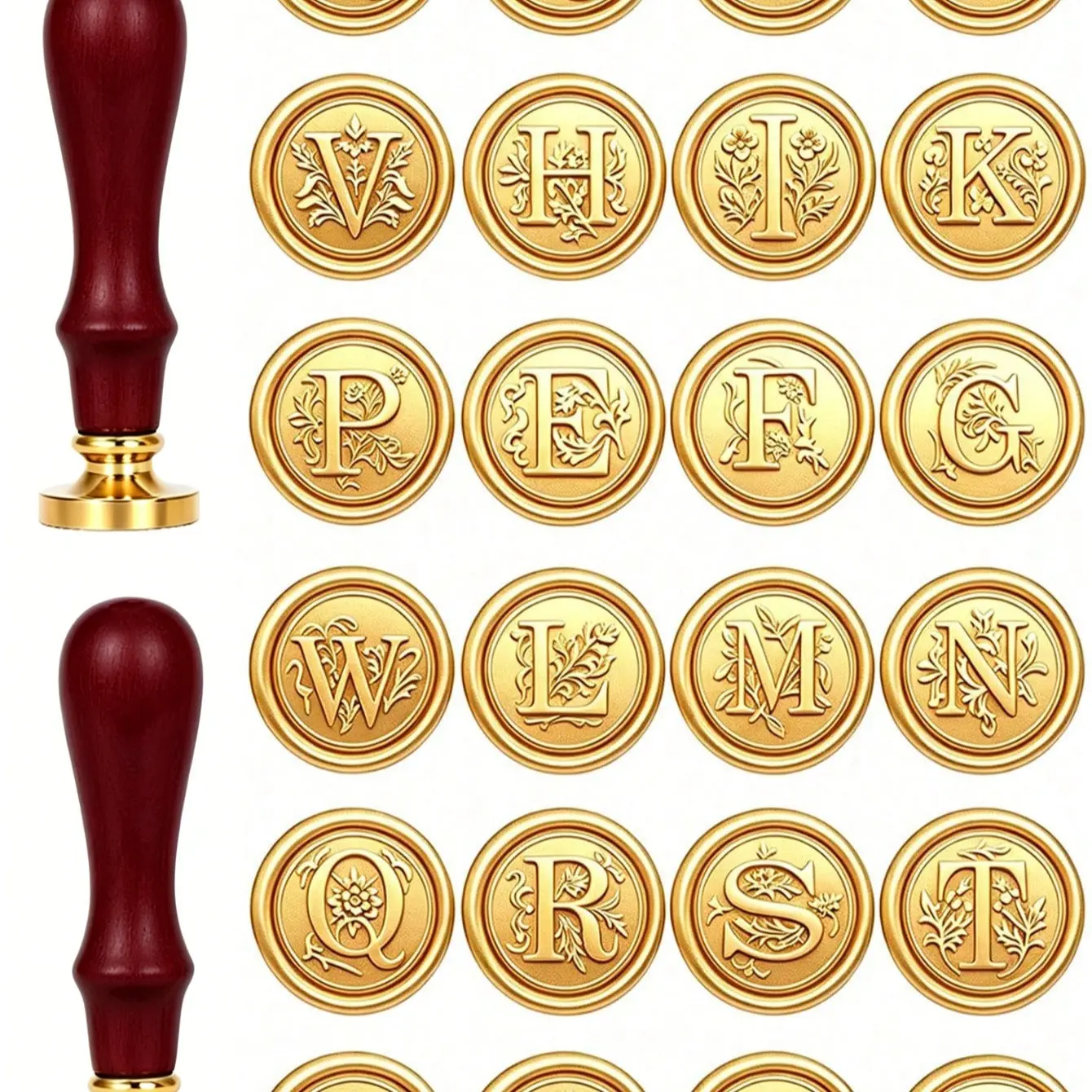 Vine Flower Background Initial Brass Wax Seal Stamp Head, No Handle Included, Initial Wax Seal Stamp, Elegant Design for Crafting