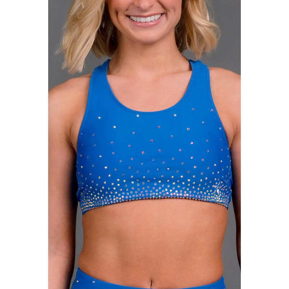 On the Go Sports Bra in Ash Blue Crystal- FINAL SALE