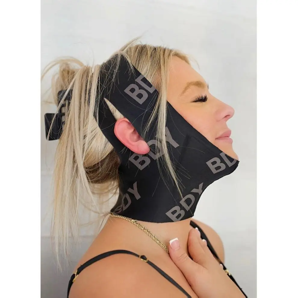 BDY The Profile - Chin Compression Faja – Post-Op Jawline & Neck Wrap with Built-In Foams for Swelling Control & Contouring, double chin support & sculpting