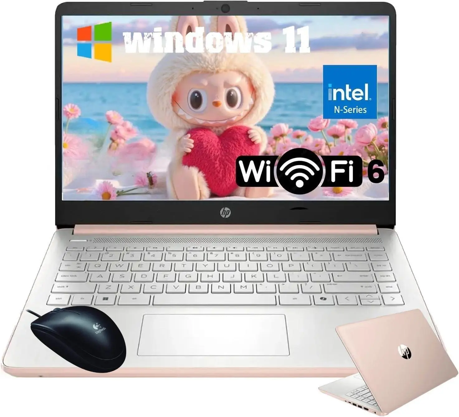 HP 14" Slim Laptop - 4/8/16GB DDR5 RAM, 128GB UFS, Intel N150 Processor, Ideal for Study & Office!