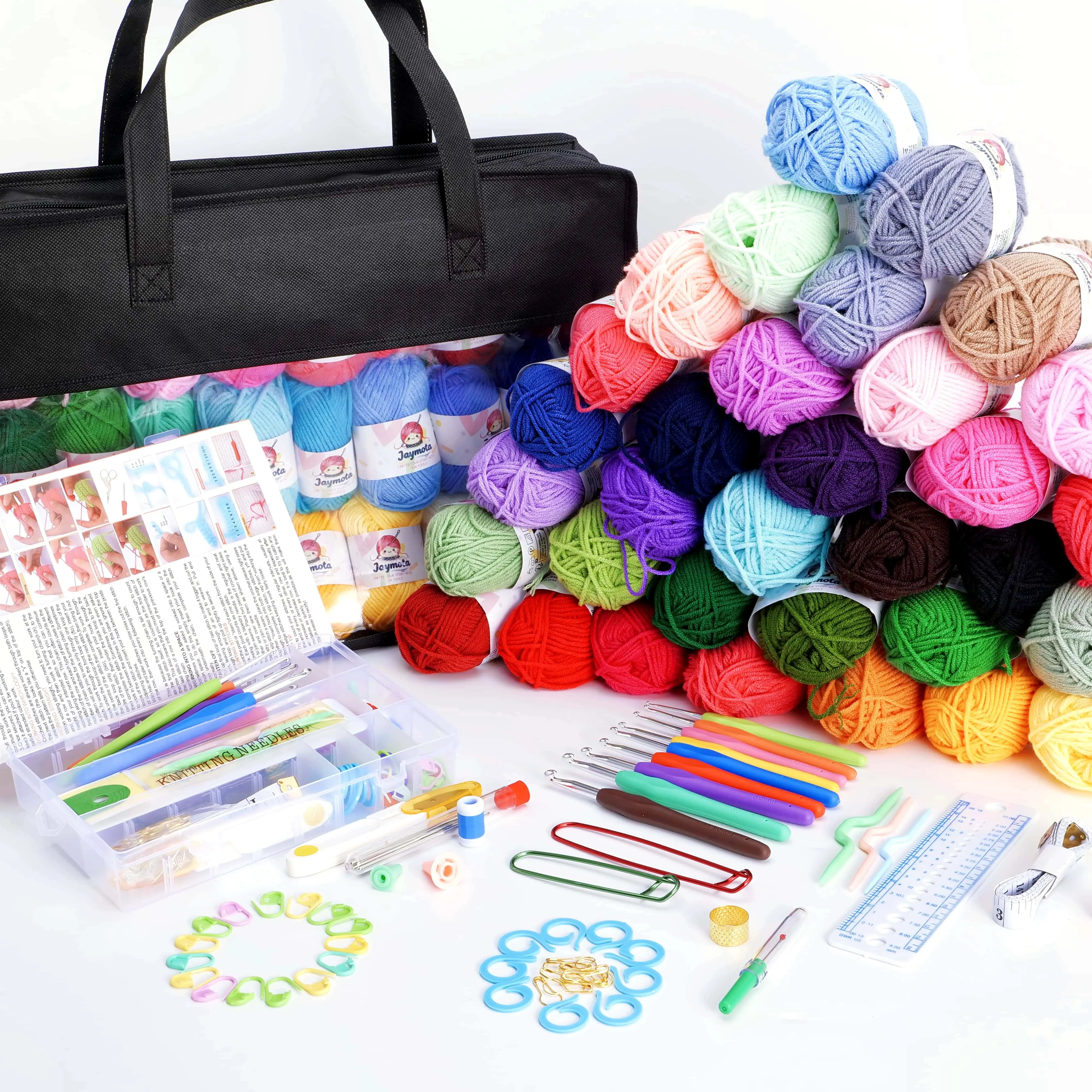 113-Piece Crochet Starter Kit - 40-Color 2000yd Yarn, Ergonomic Hooks, Professional Accessories, Storage Bag, Premium Gift for Adults for Do It Yourself, DIY Crafts, Handmade, Arts and Crafts, Crochet Aesthetic Projects