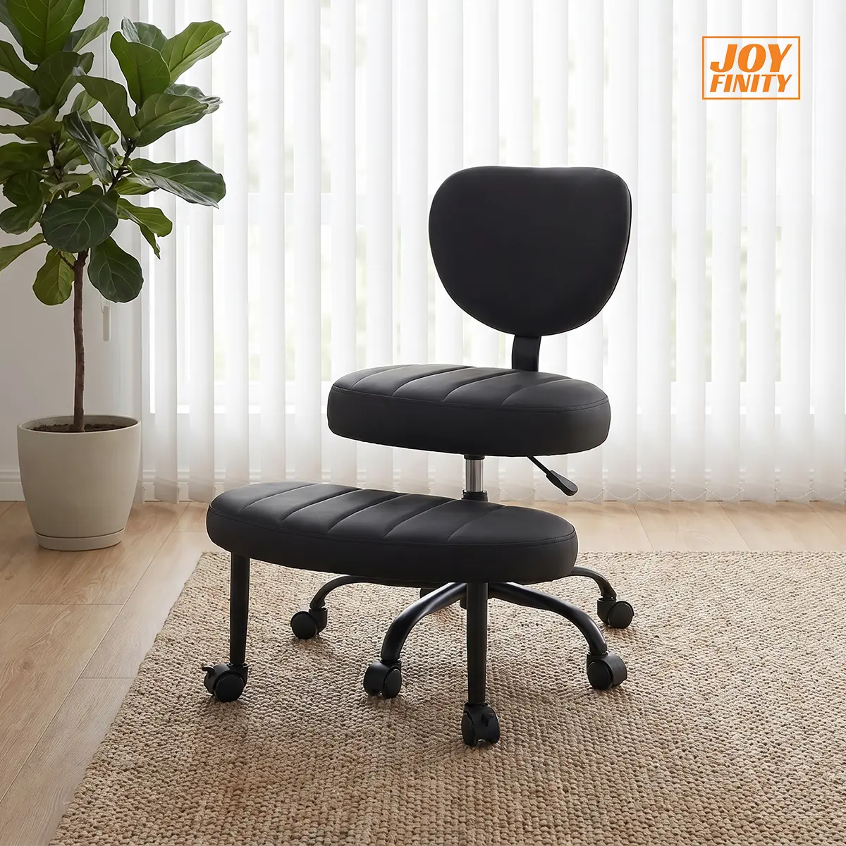 [New] Joyfinity Ergonomic Criss-Cross Leg Office Kneeling Chair - 360° Swivel, Wheels, Footrest, Adjustable Height Wide Seat, Lumbar Support - Cushioned Rolling Swivel, Durable, Easy Glide, Flexibility, High Durability Chairs & Stools for ADHD