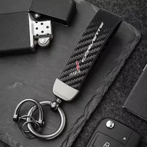 Carbon Fiber Leather Keychain Car Keychain Horseshoe Buckle Jewelry for Corvette C1 C2 C3 C4 C5 C5 C6 C7 C6-R C8 Car Key Chains