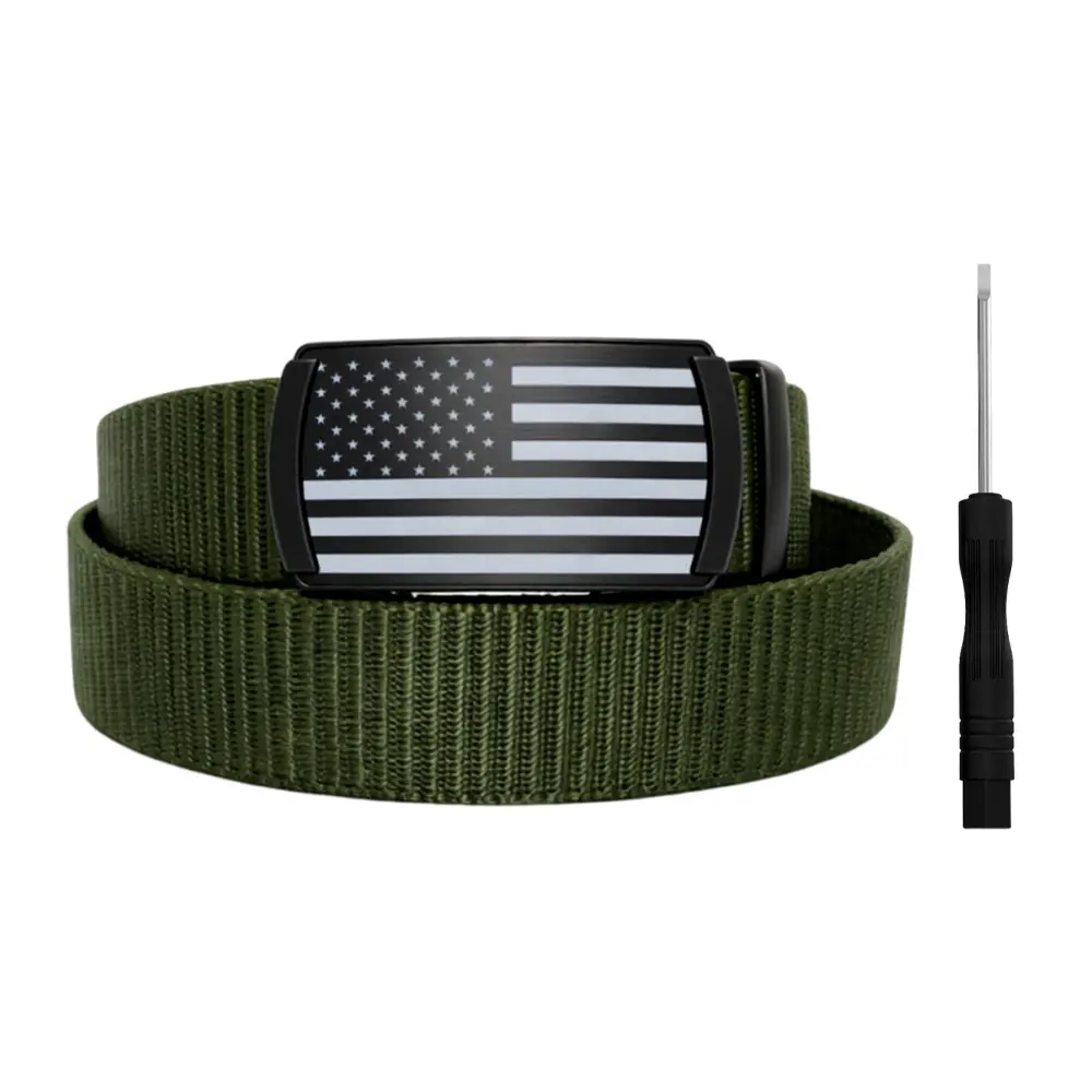 Mens Ratchet Belt, Casual Tactical Golf Nylon Web Belt with Automatic Slide Buckle