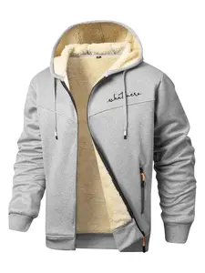 Men's Casual Printed Fleece Jacket, Soft Shell Zip Design, Regular Size for Spring/autumn/winter, Lightweight Breathable Hooded Coat, Zippered Jacket