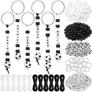 564Pcs Soccer Keychain DIY Making Kit, Adjustable Sport Letter Beads Charms Set, Handmade Craft Supplies for Sports Theme Party Favors Backpack Decor Holiday Gift Accessories