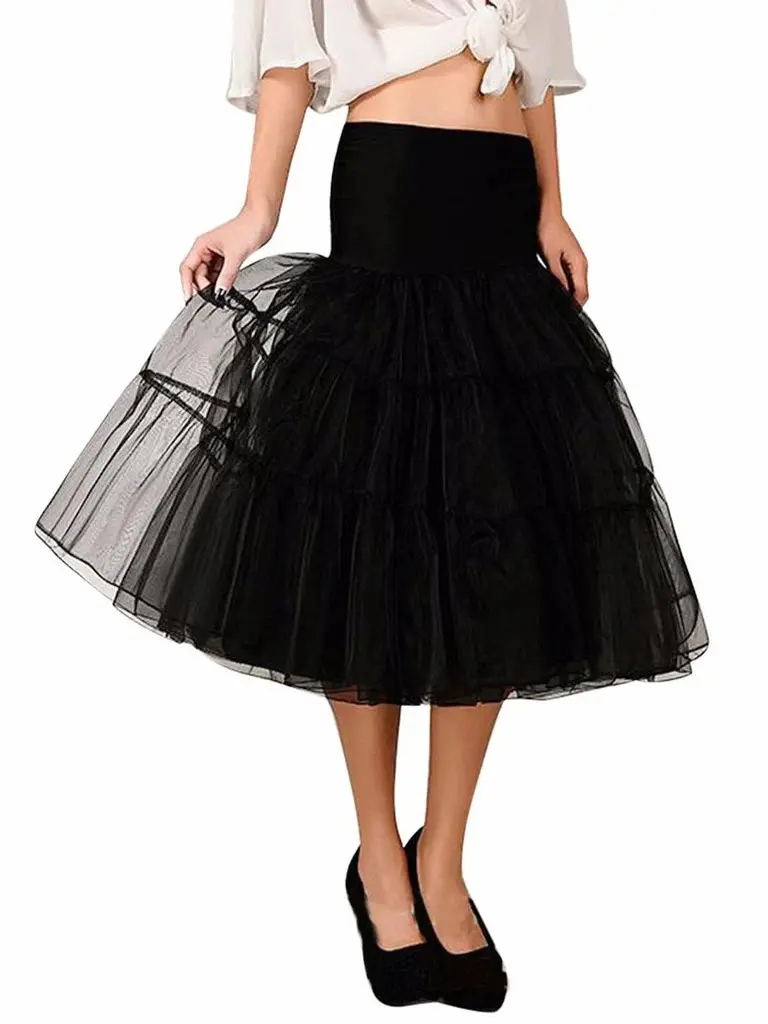RETRO STAGE Women's Petticoat, 1950s Vintage Tutu Crinoline Underskirt, Knee-Length for Summer Outfits, M