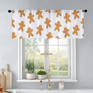1Pc Christmas And New Year Printed Kitchen Curtains Gingerbread Man Seamless Pattern. Curtains Curtain Valance Living Room Bedroom Bathroom Home Decor 54X18 Inch