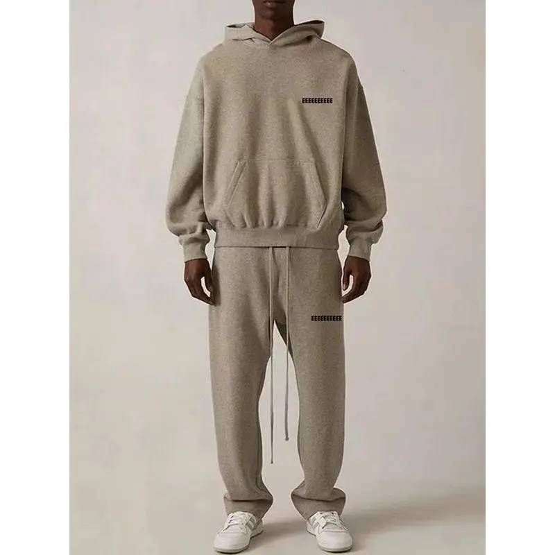 Season 8 Luxury Design Men's Sets Chest Back Two Rows Flocking Letter Hoodie Sets