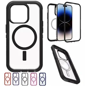 Defender MagSafe Magnetic Phone Case Cover For iPhone 17 / 16 / 16E / 15 / 14 / 13 / Plus / Pro / Pro Max / Rugged Shockproof Phonecase Transparent