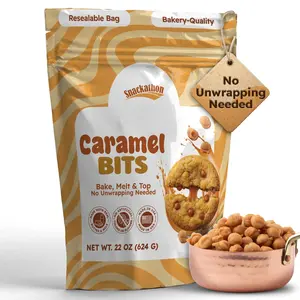 Snackathon Caramel Bits, Buttery Baking Caramel Chips, Resealable Bags (Various Sizes)