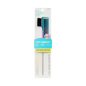 Kiss Colors & Care 3-in-1 Ombre Chrome Edge Combrush | Edge Styling Brush, Baby Hair Brush, Edge Control Brush, Parting Comb