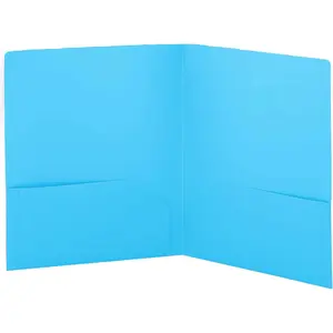 Folders with 2 Pockets Blue, Colored Plastic File School Folder Letter Size, Heavy Duty Poly Portfolio Folder with Two-Pockets, Also Available in Purple, Green, Red, Pink, and Grey, 1 Pc - By Enday