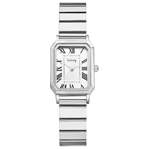 OIDEA Women's Small Rectangular Stainless Steel Band Watch, Vintage Roman Numeral Dainty Quartz Analog Dress Watch for Women, Watches For Women