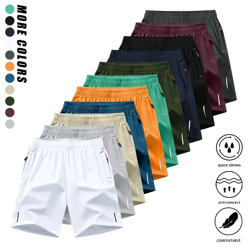 Men’s casual athletic shorts, breathable and quick-drying, with zippered pockets, available in multiple colors, comfortable and lightweight, suitable for outdoor activities and sports fitness; men’s bottoms, shorts.