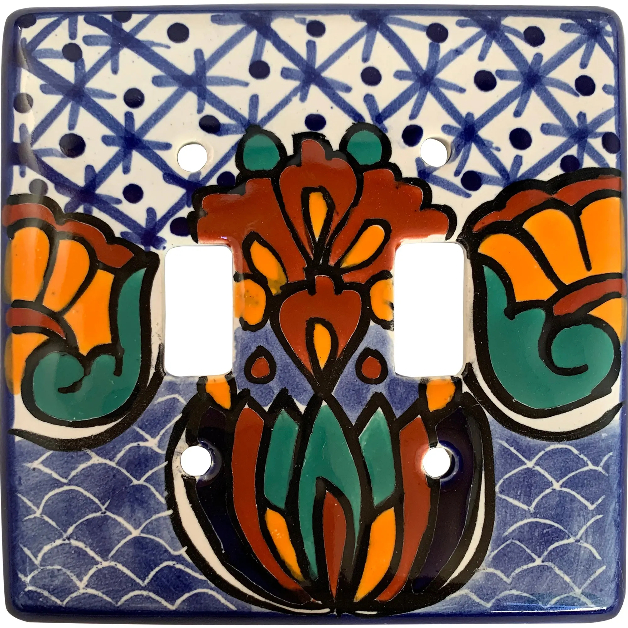 TalaMex Turtle Double Toggle Ceramic Mexican Talavera Switch Plate