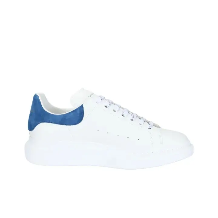White And Blue Contrast Platform Sneakers, Matte Blue Heel Breathable Elevated Couple Shoes