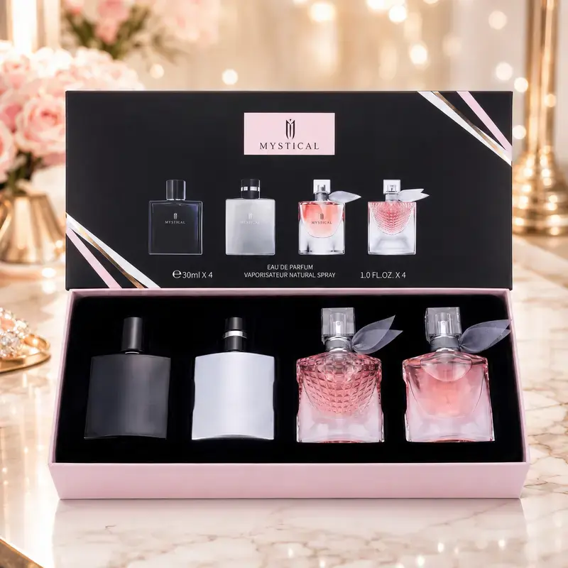 MYSTICAL Luxury Fragrance Gift Set | 30ml * 4PC | Romantic Floral & Fruity Notes | Cologne Collection for Couples | Fragrance Gift Box,curations good Scents Set | Daily Dating Perfume | Long Lasting Eau De Parfum portable Travel size Spray for Women