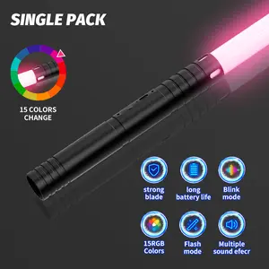 kids lightsaber,2PCS neopixel lightsaber, 15colors double sided lightsaber, luminous sword, metal handle, rechargeable battery, 2-in-1 duel sword, 3 sound modes, real fighting sound effects, suitable for holiday gifts (black),toy lightsaber for kids