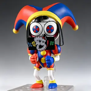 #2583 Pomni The Amazing Digital Circus Figure, 10CM/3.9 Inch Q Version Chibi Action Figure with Interchangeable Faces & Iconic Exit Door Accessory, Fully Articulated Boxed Collectible Toy