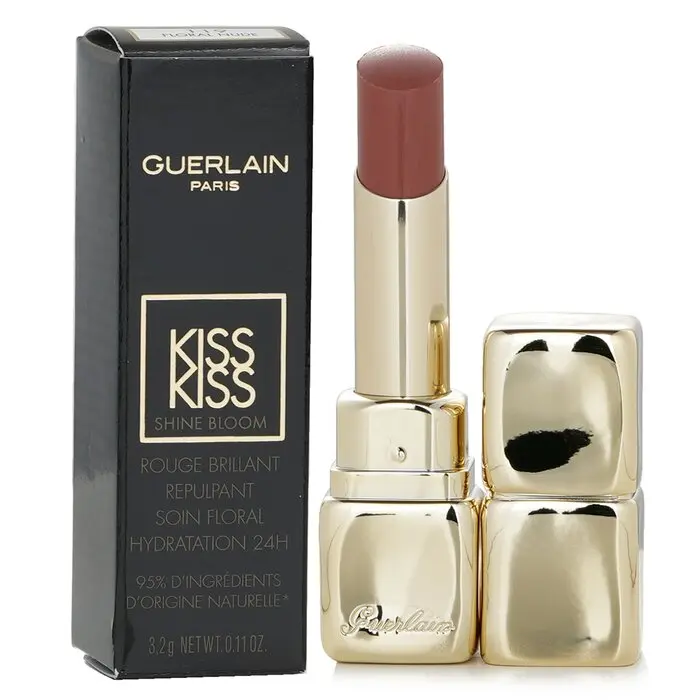 Guerlain KissKiss Shine Bloom Organic Makeup Lipstick - #119 Floral Nude, Infused with Shea & Hyaluronic Acid for Radiant Lips, Gloss