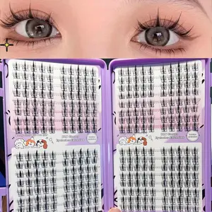 320 Comic Eyelash Tubs, Pointed Anime Lashes, Natural Look, Korean-Style Makeup, C-Shaped Curly, Reusable, Asian-Style Eyelashes, Eyelash Clusters Extensions