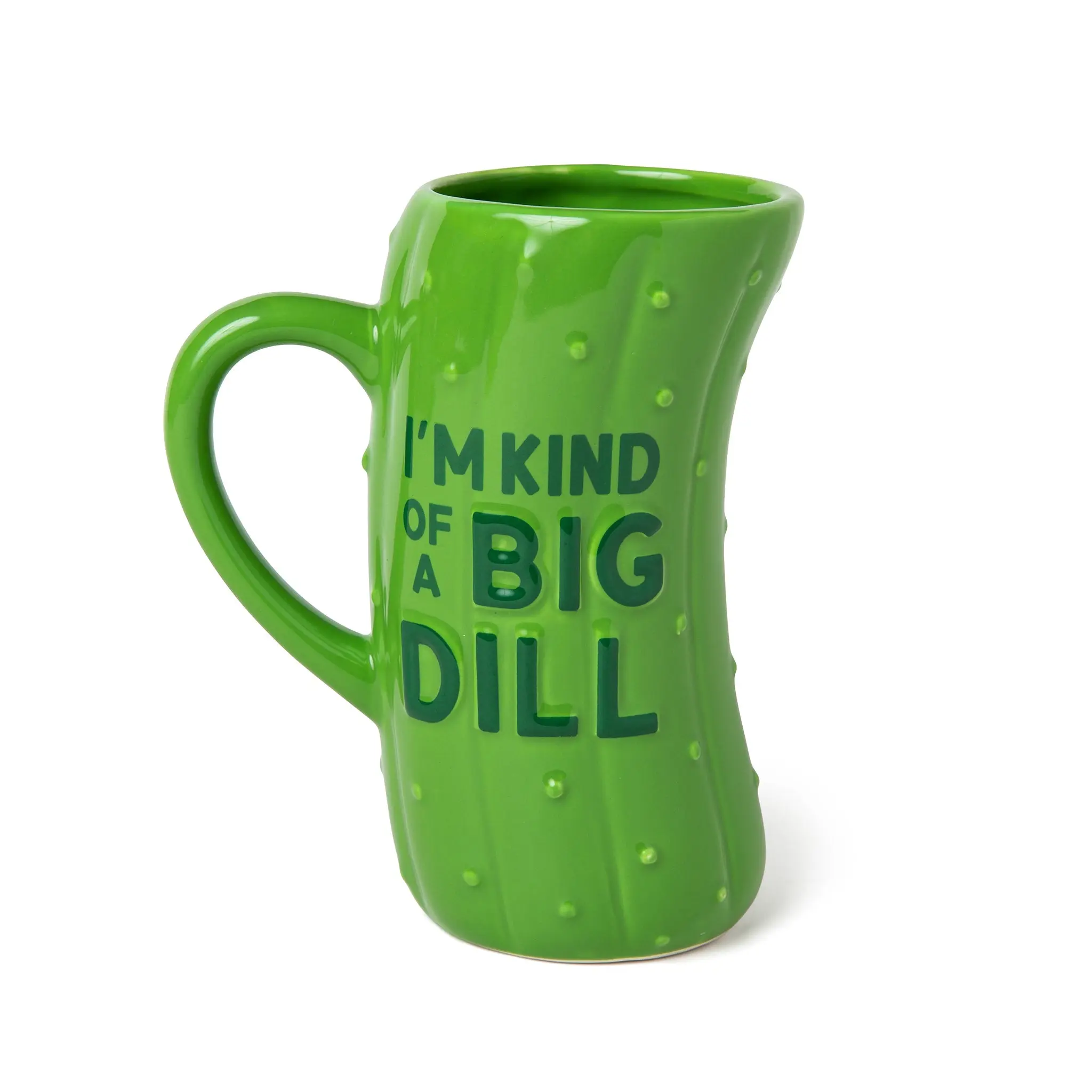 BigMouth Pickle Mug — I'm Kind of a Big Dill Ceramic Coffee Mug with Green Finish, Funny Novelty Coffee Cup, Sarcastic Gift for Coworkers, Women & Pickle Lovers