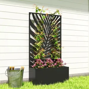 Metal Garden Bed with Trellis for Climbing Plants, Freestanding or Wall Mounted Flower Bed for Garden, Patio, Balcony