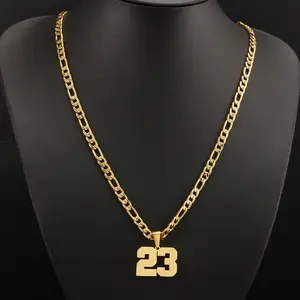 1 PC High Polished Stainless Steel Basketball Number 0 -100 Sports Necklace Jersey Number Pendant Necklace