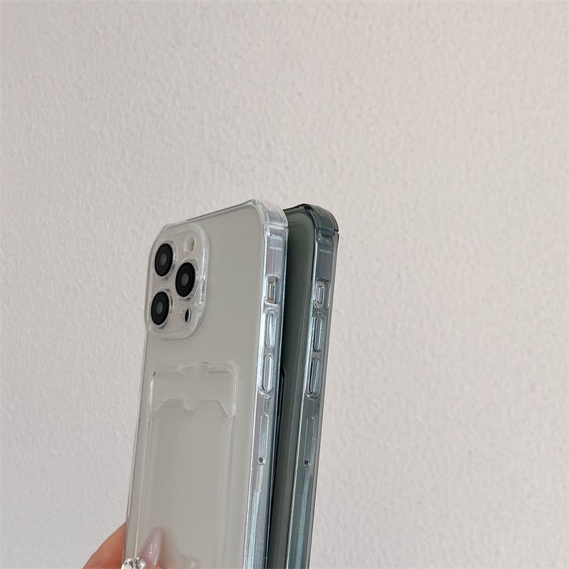 Clear Shockproof Wallet Phone Case Card Slot Card Holder for iPhone 11-17 Pro Max Plus Air, Slim Soft TPU Protective Cover Cute Card Pocket Design Gift