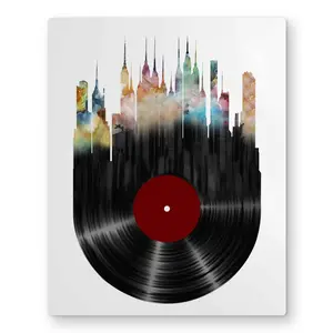 212 MAIN Artistic Modern Urban Abstract Wall Art, 16x20 in. Vibrant Aluminium Metal Print on Vinyl Disk, Home Decor for Living Room