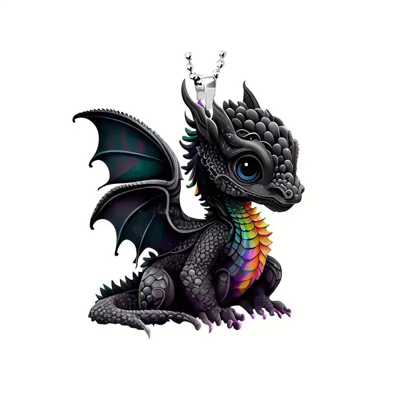 Car Rear View Mirror Pendant, Colorful Dinosaur Design Car Hanging Ornament, Car Interior Decoration Accessories with Chain