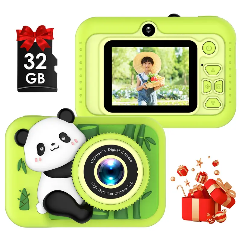 Children's Camera for Photography, Portable Vlogging Camera with 32GB SD Card,Dual HD cameras, Wrist Strap, Self Timer, Anti-Shake, Digital Zoom, Ideal Gift for Girls, Boys Teenagers, and Beginners, Birthday Christmas Gift