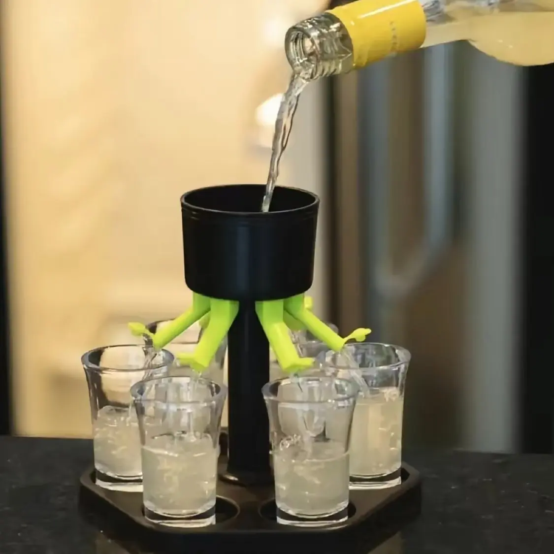 6 Shot Glass Dispenser with Holder & 6 Shot Glasses Set, Food Grade BPA Free Anti-Spill Leak Proof Liquor Pourer, Liquor Pouring, Dishwasher Safe Cocktail Dispenser, Bar Accessories for Home Bar Party, Gift for Bachelor Bachelorette Birthday, Bar Sets