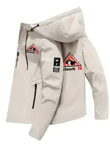 Men's Flame-Resistant Workwear Hooded Jacket, Spring Fall Windproof Waterproof Outdoor Jacket, Fashionable and Functional, Plain, Multiple Colors and Sizes